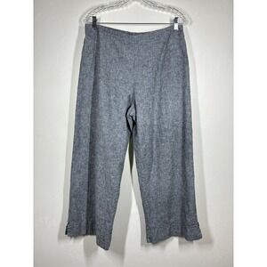 Goddess Gear Linen Cotton Pants Large Wide Leg Lagenlook Gray Elastic Waist